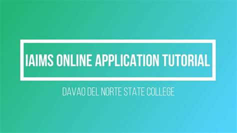 DNSC IAIMS Online Application Tutorial .